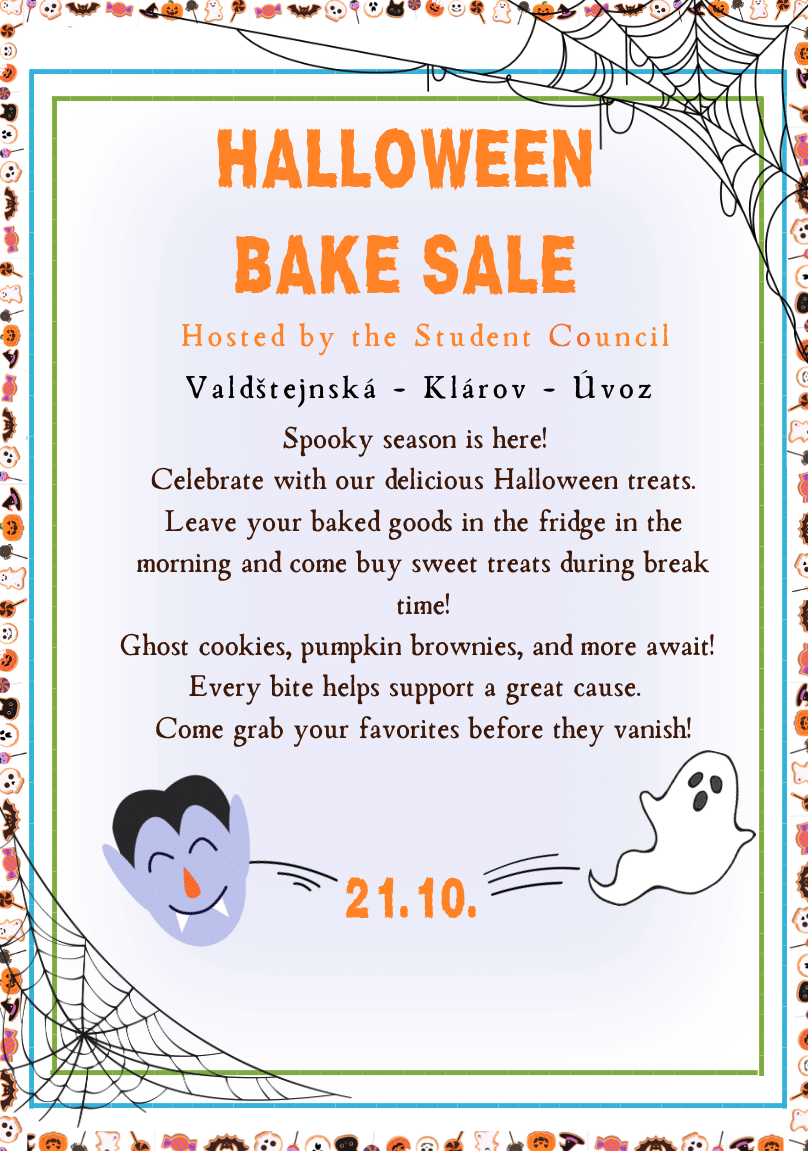 Halloween bake sale at Valdštejnská, Klárov and Úvoz