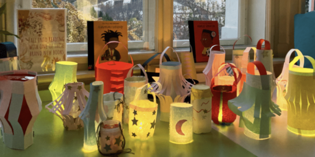 Students from KS3 and Year 6 have been busy crafting beautiful lanterns to decorate the school, bringing warmth and light to our halls for the Martinstag