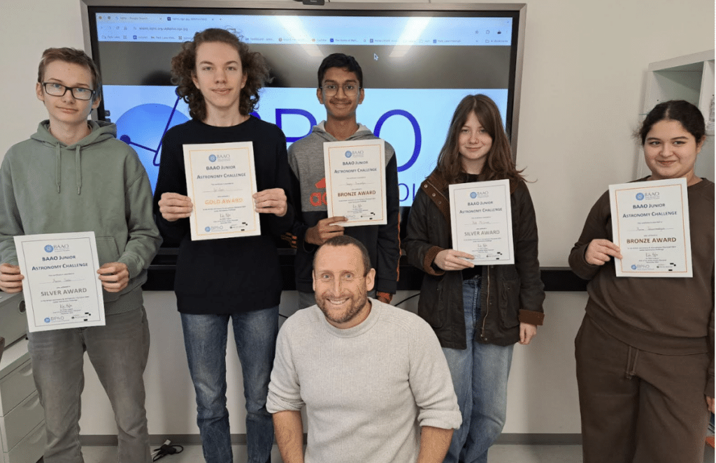 Towards the end of last term, five dedicated Y11 students participated in the on-line Junior Astrophysics Challenge, and the results are finally in. They achieved one gold, two silver and two bronze level certificates